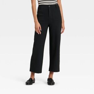 Open Box - A New Day - Women's High-Rise Cropped Pants - A New Day Black  Black